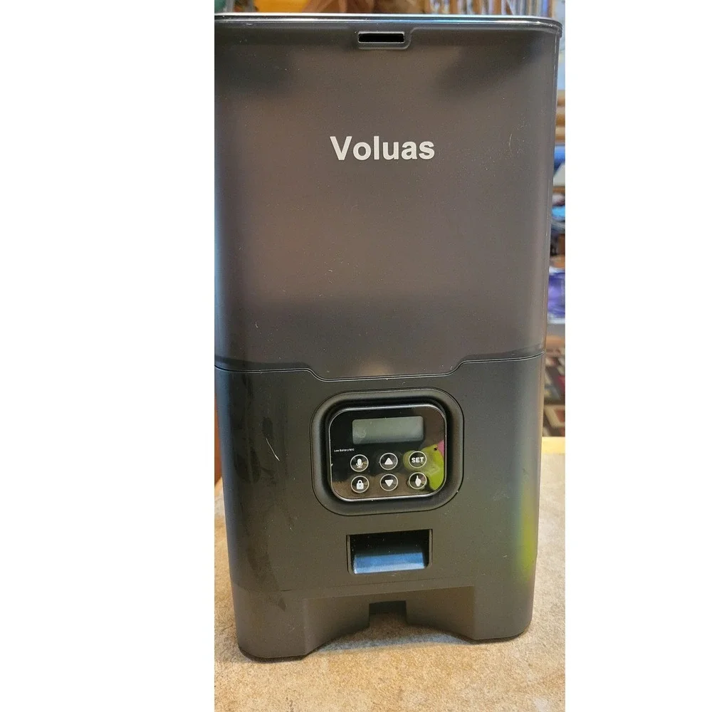 Voluas Automatic Pet Feeder 6.0L Black Dual Bowl Timed Feeding Voice Recorder